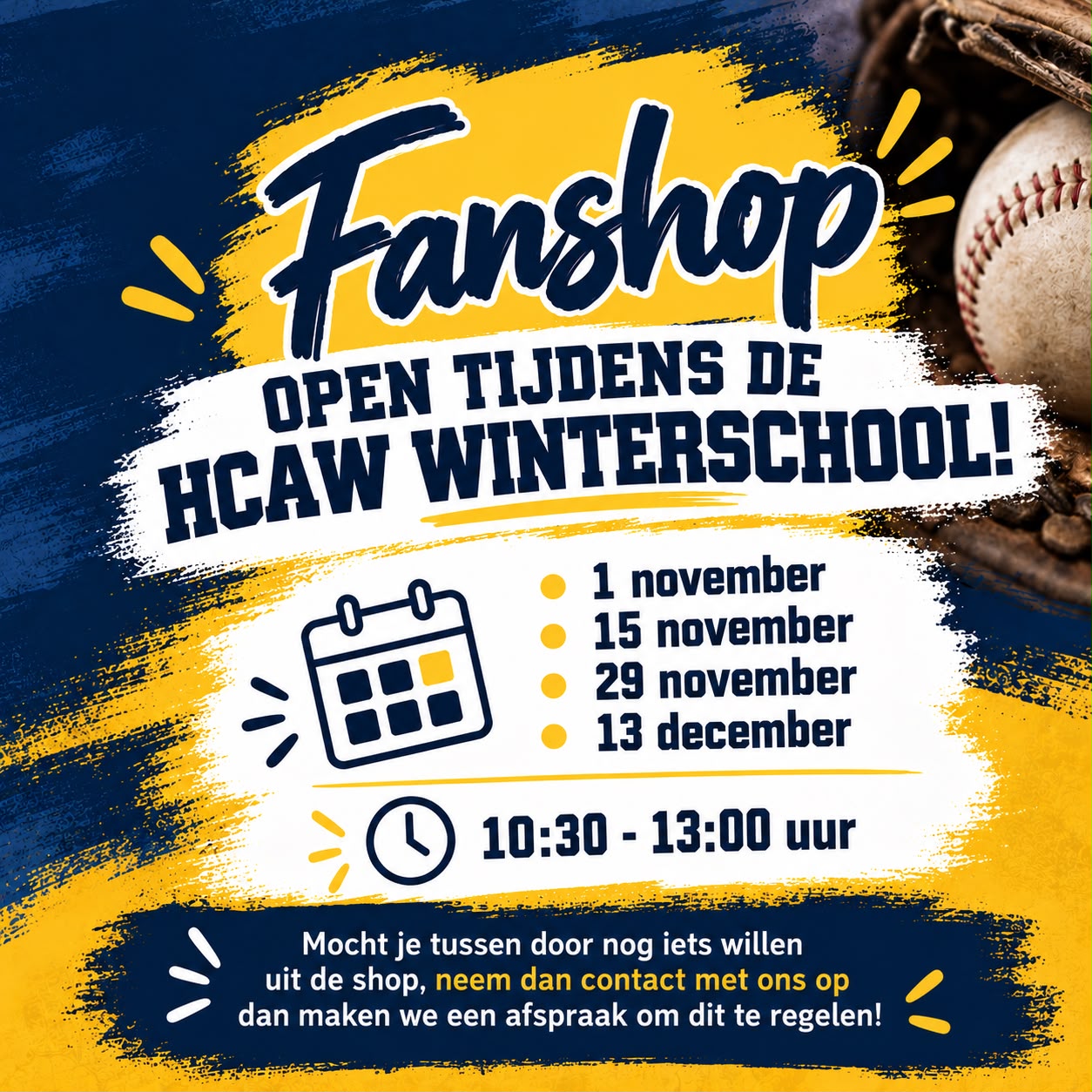 Fanshop open tijdens winterschool